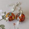 Boucles d'oreilles perles de verre filé sur chaînette argent 925**VENDU** – Image 2