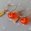 Boucles d'oreilles perles "donut" en verre filé orange transparent ** Bo117** – Image 3