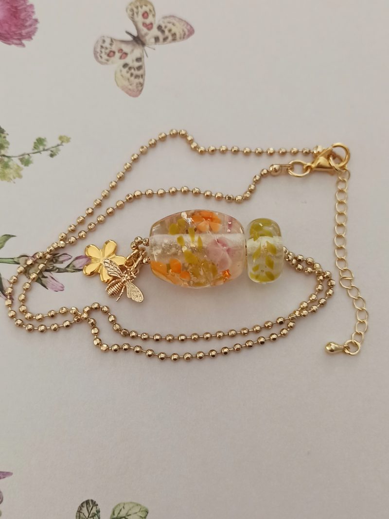 Perles florales, forme "tonneau" et "donut"- verre filé au chalumeau **P272** – Image 3