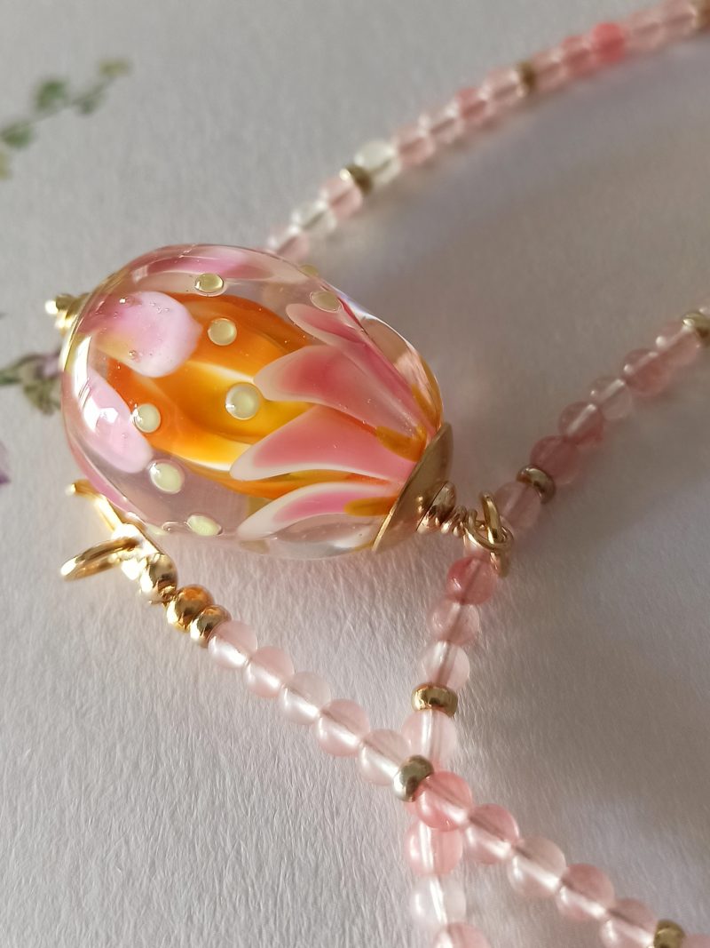 Pendentif perle en verre filé de forme "goutte"**P269" – Image 5