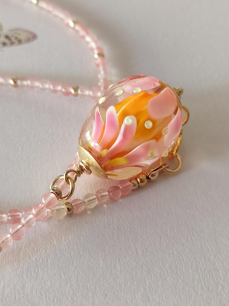 Pendentif perle en verre filé de forme "goutte"**P269" – Image 3