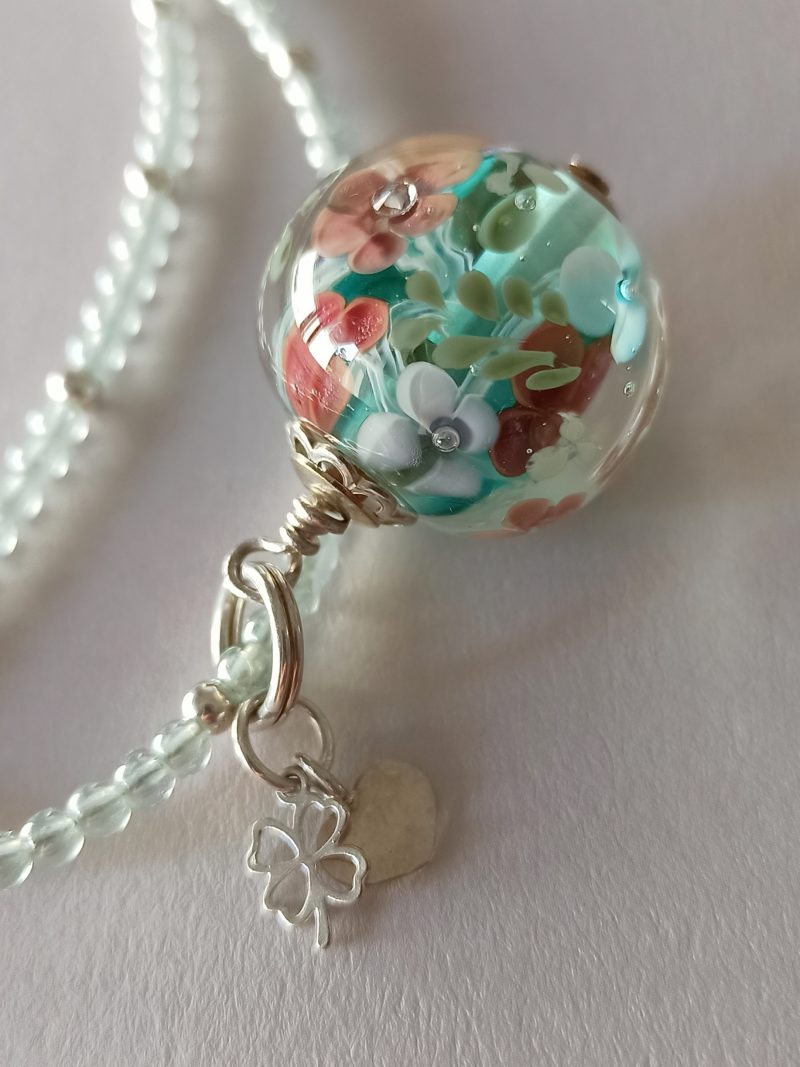 Pendentif perle florale en verre filé - P268 – Image 4