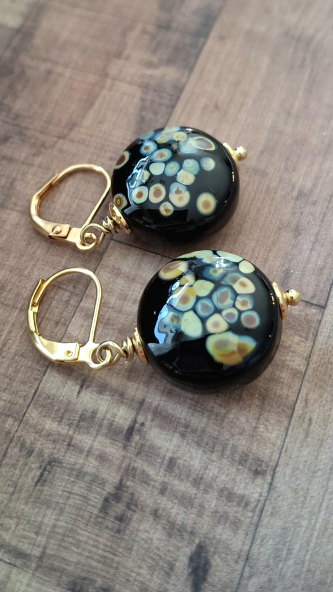 Boucles d'oreilles perles de verre filé au chalumeau **BO142** – Image 2