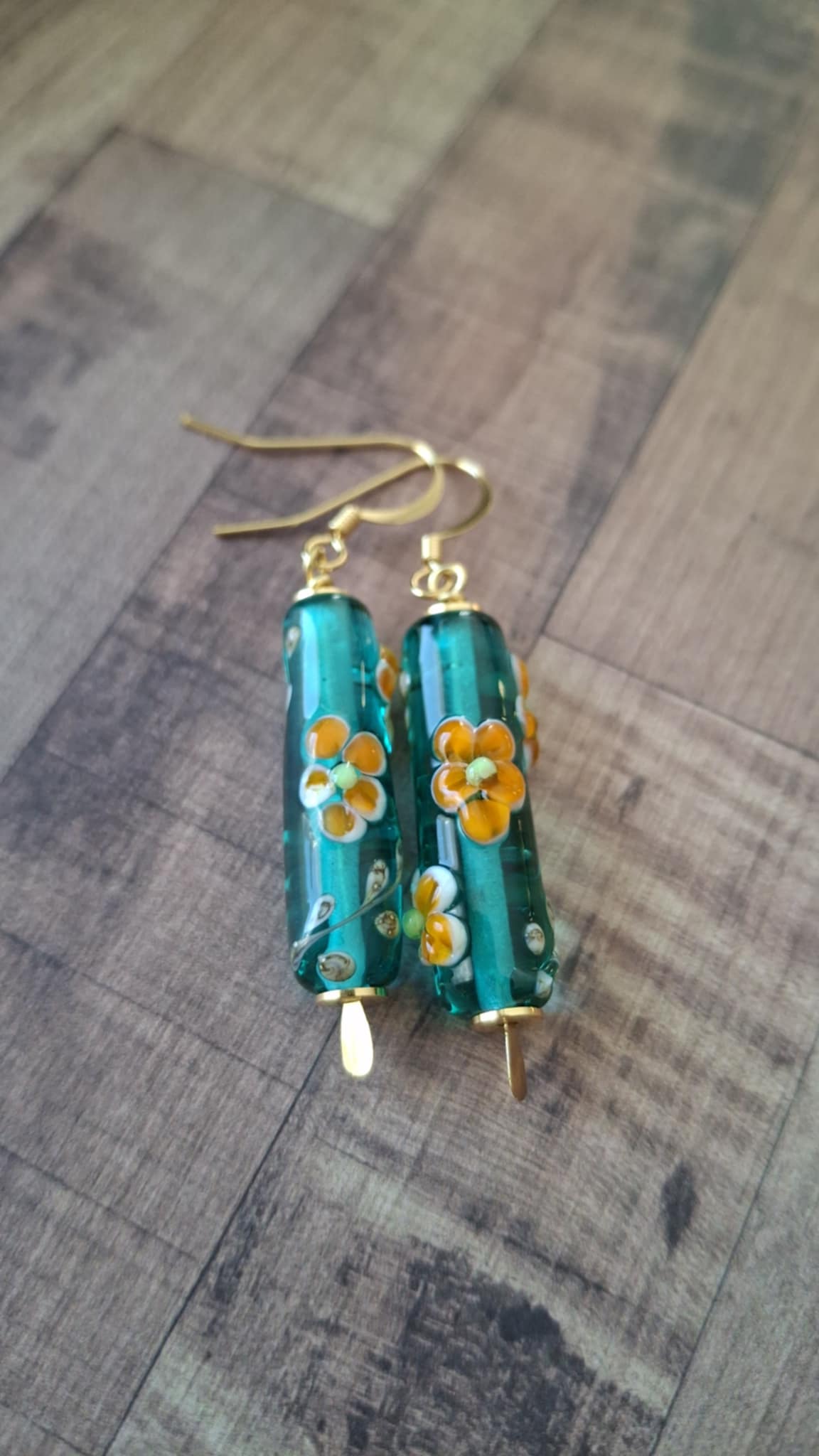 Boucles d'oreilles perles de verre filé au chalumeau **BO146** – Image 3