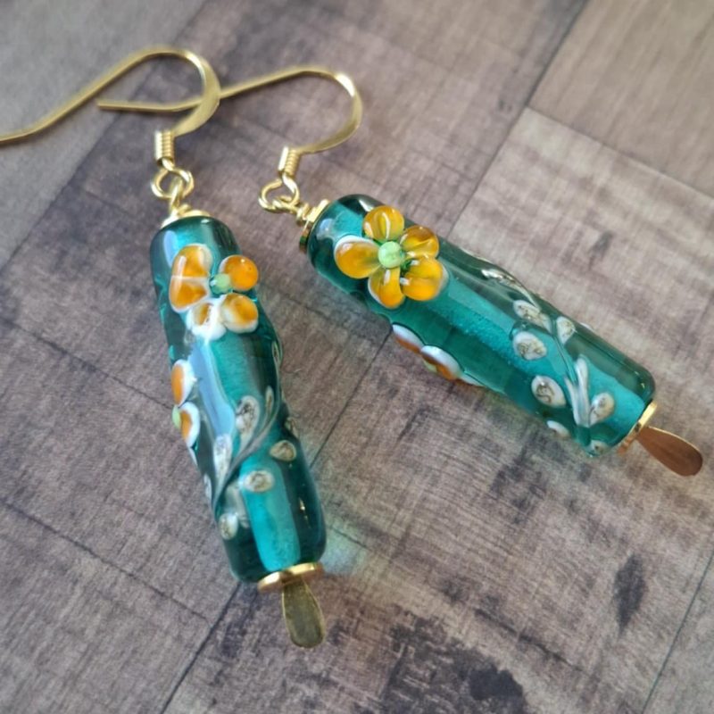 Boucles d'oreilles perles de verre filé au chalumeau **BO146**