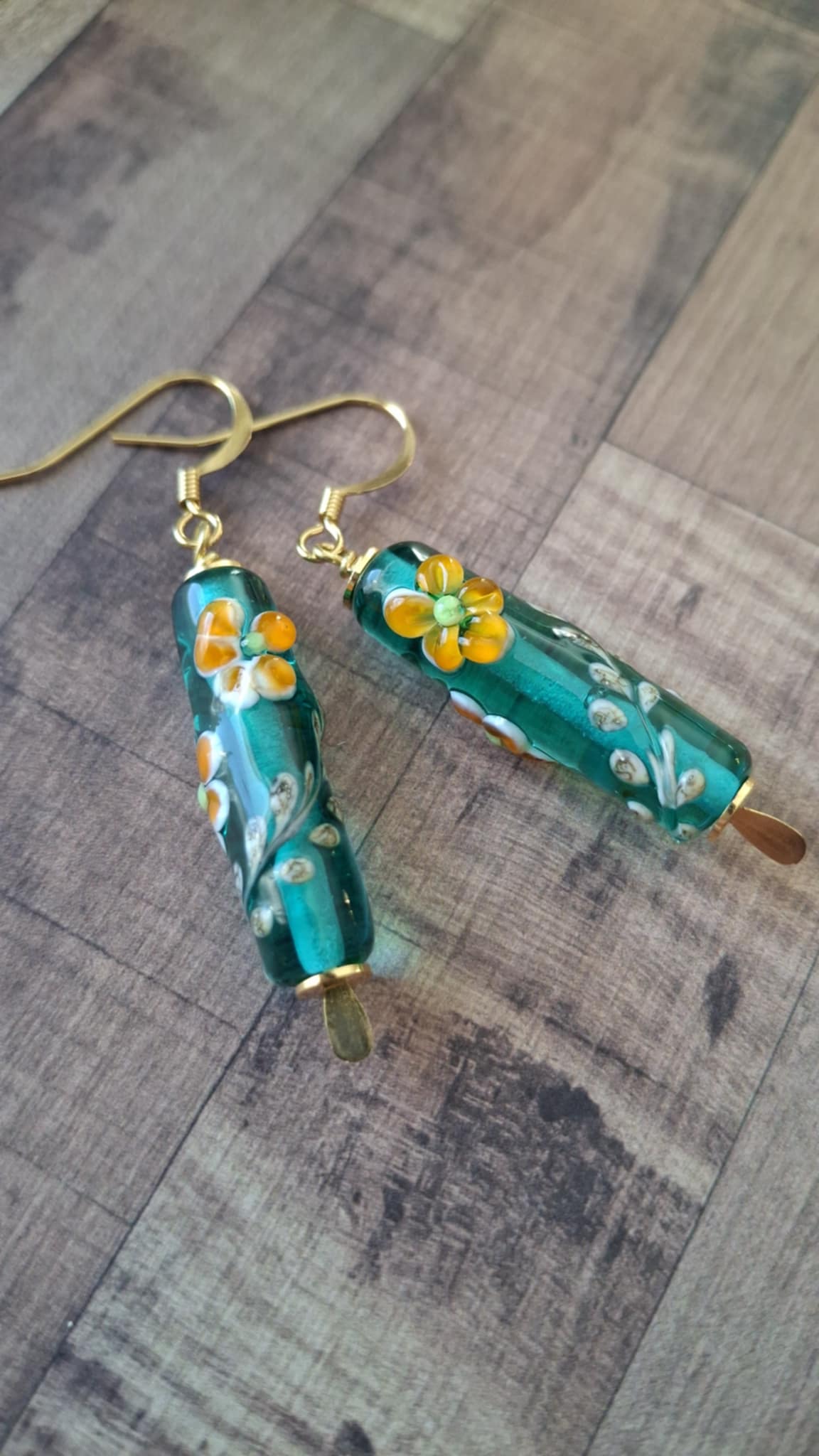 Boucles d'oreilles perles de verre filé au chalumeau **BO146** – Image 2