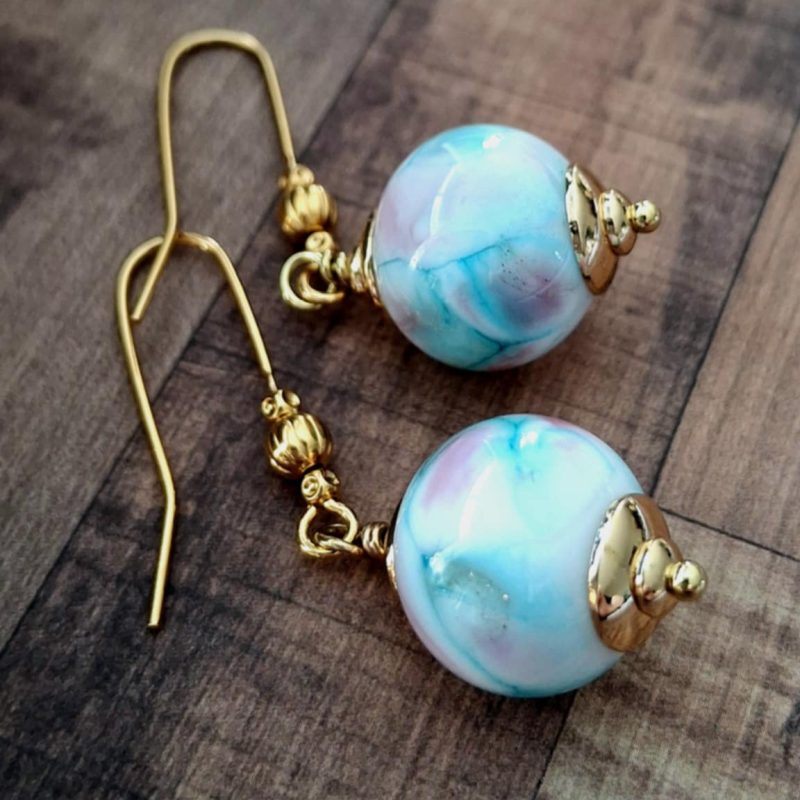 Boucles d'oreilles perles de verre filé au chalumeau **BO145**