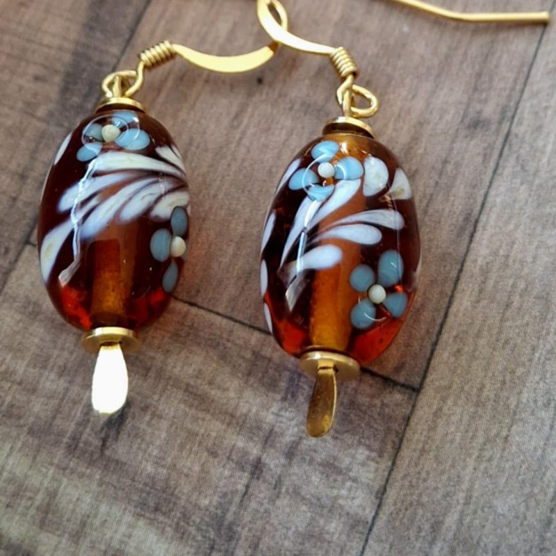 Boucles d'oreilles perles de verre filé au chalumeau **BO144**